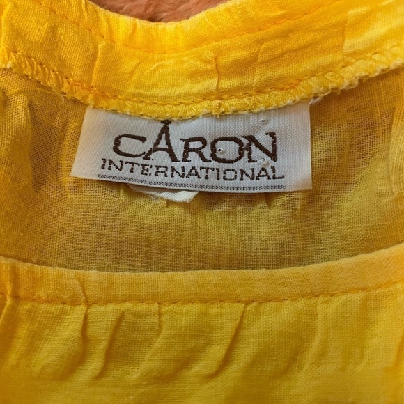 Bright Sunny Yellow Textured Top with Fold over neckline-slits on sides-Size 12 - Picture 16 of 16